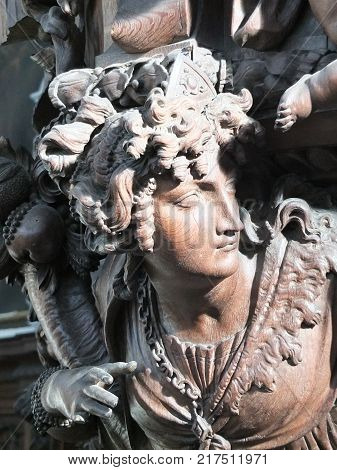Wooden sculptures in Saint Peter and saint Paul's Chruch in Mechelen, Flanders, Belgium