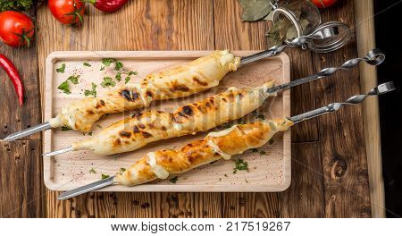 suluguni cheese on the grill, suluguni cheese on the grill