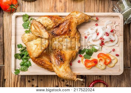 Tabaka, Georgian roasted chicken with grilled vegetables