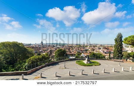 Panoramic view of Rome seen from Terrazza del Pincio Italy