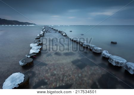 Winter Landscape At The Sea In Poland.