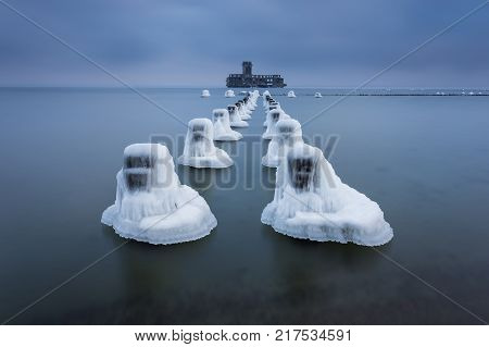 Winter Landscape At The Sea In Poland.