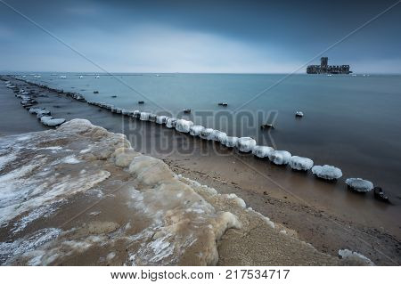 Winter Landscape At The Sea In Poland.