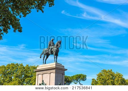 Giuseppe Garibaldi statue in Janiculum. Rome Italy