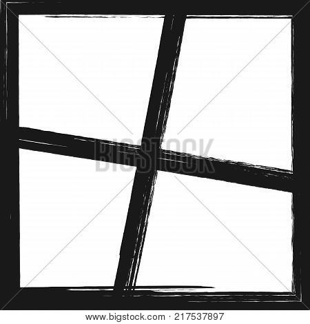 Square template with frames for design of photo collage. Grunge watercolour sketch graffiti ink paint. Vector illustration.
