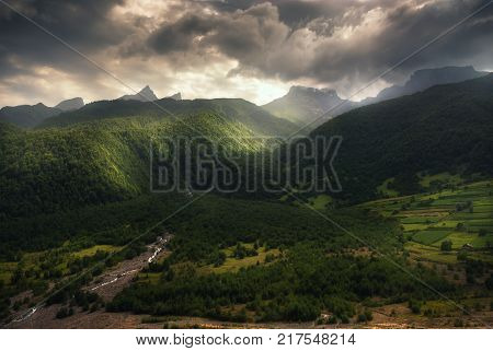 dramatic view of beautuful caucasus mountains, europe