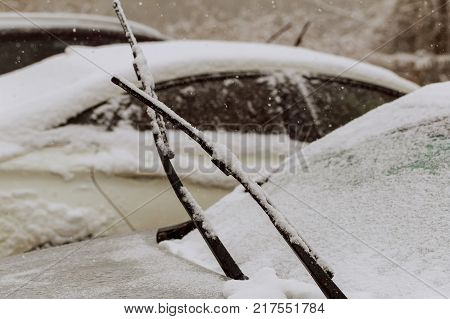 Cars covered in snow during snowstorm cars covered snow winter falls snow