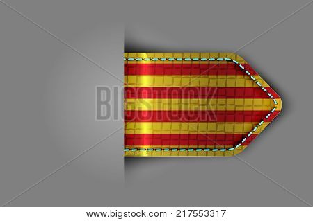 Flag of Catalonia in the form of a glossy textured label or bookmark. Vector illustration.