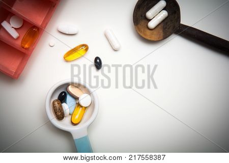 Medicine Measured Out For A Daily Dose To Take Tablets
