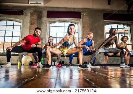 Athletes Training In A Gym