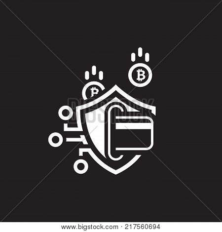 Bitcoin Secure Transaction Icon. Modern computer network technology sign. Digital graphic symbol. Card Processing. Concept design elements.