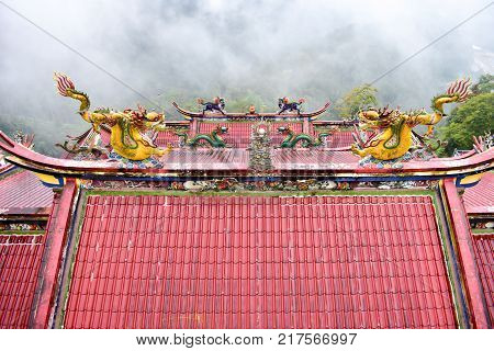 Genting Highlands Malaysia - November 2 2017: Chin Swee Temple Dragon Statue