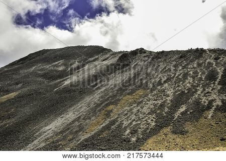 Panoramic view of Volcano Nevada de Toluca with lakes inside crater in Mexico