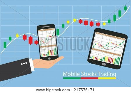 Concept of inforgraphic trading stock market growing for management design analysis business and investment.
