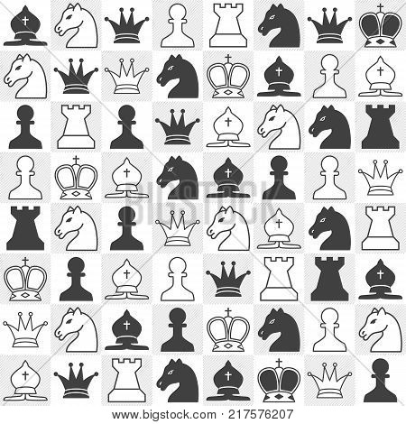 Seamless pattern with chess pieces. Vector illustration