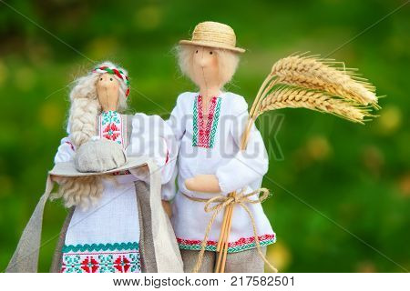 Belarus Gomel September 16 2017. Celebrating the city day.Symbolic dolls of the Byelorussians.Belarusian dolls