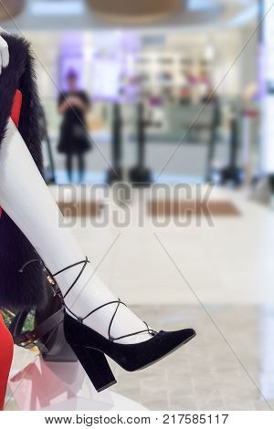 dummy foot in a shoe blurred abstract Store
