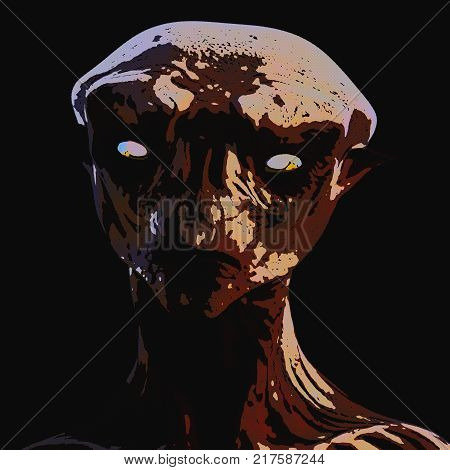 Digital 3D Illustration Of An Alien