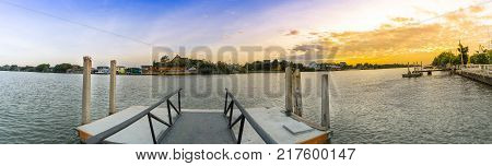 panoramic photo of the river and the city