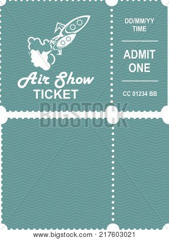 Vector illustration of a ticket countermark to visit an aviation festival festival show with a detachable coupon