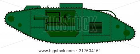 An early World War One tank over a white background