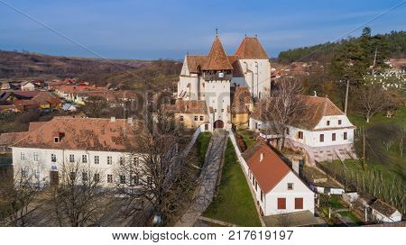 The fortified saxon church of Bazna. Transylvania Romania