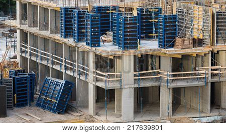 The reinforcement slab building. Floor slab. Stage of construction apartment building.