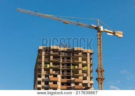 Monolithic frame construction of the building. The framework for the walls. Formwork for walls made of concrete. Construction of the building. Masonry walls and aerated concrete masonry walls