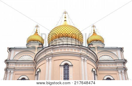 Voskresensky Cathedral of Orthodox Voskresensky Novodevichy Convent at cloud day in St.Petersburg Russia.