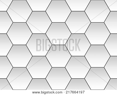 Futuristic space seamless pattern of concave hexagonal plates mimic the surface of a Golf ball