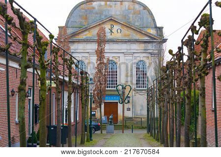 View on the dutch reformed church in Ootmarsum a small village in the eastern part of the Netherlands