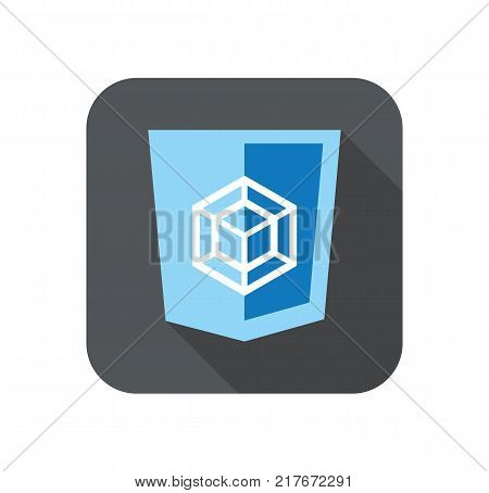 vector web development blue shield sign - html5 styled badge with square shape. isolated icon on white background
