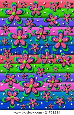Ripas coloridas e flores Pastel