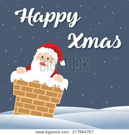 Cute Card Christmas With Santa Vector Illustration