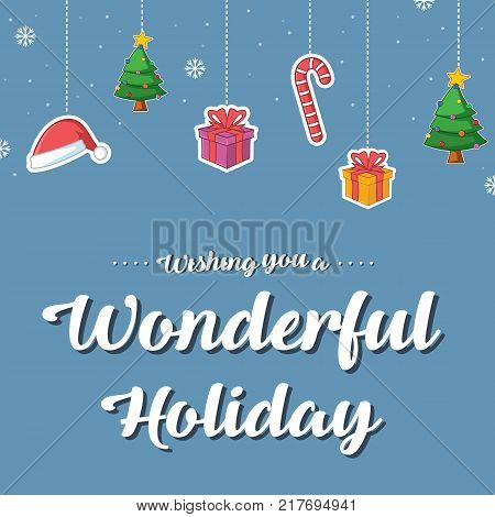 Happy Merry Christmas Card Style Vector Illustration