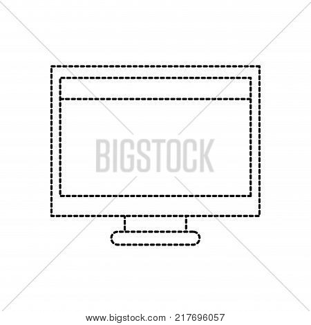 dotted shape computer technology with screen and webside design vector illustration