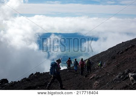 Mount Fuji climbing, colorful view of the ruins