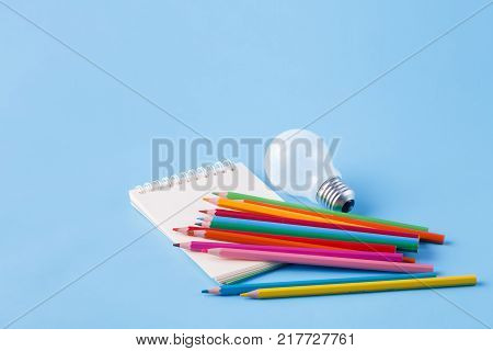 Creative idea for artist clolour pencils and light bulb
