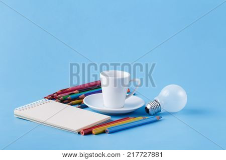 Creative idea for artist clolour pencils and light bulb
