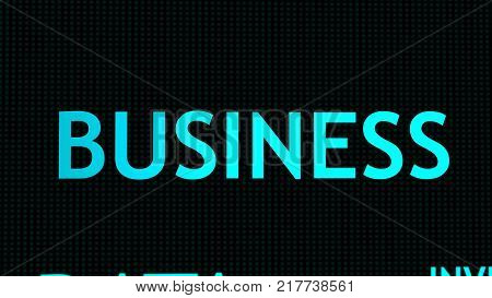 Business text animation. Digital illustration. 3d rendering
