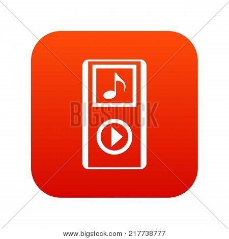 Mini MP3 portable player icon digital red for any design isolated on white vector illustration