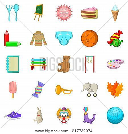 Papoose icons set. Cartoon set of 25 papoose vector icons for web isolated on white background