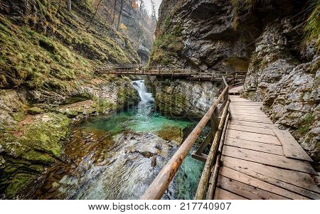 Soteska Vintgar, The Vintgar Gorge Or Bled Gorge In Slovenia.