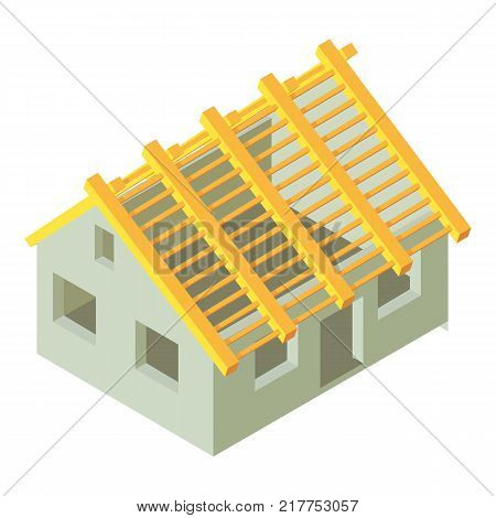 Building construction icon. Isometric illustration of building construction vector icon for web