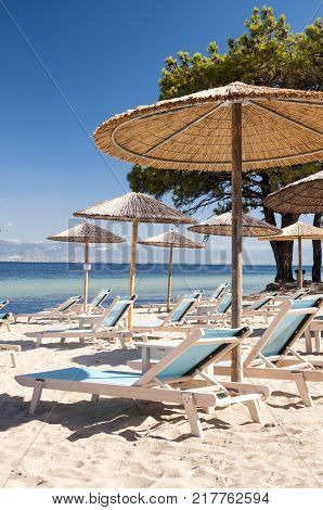 Beach (Pachis) in summer Thasos island Greece