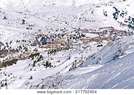 Ski In Winter At Obertauern Resort Salzburg Area Austria