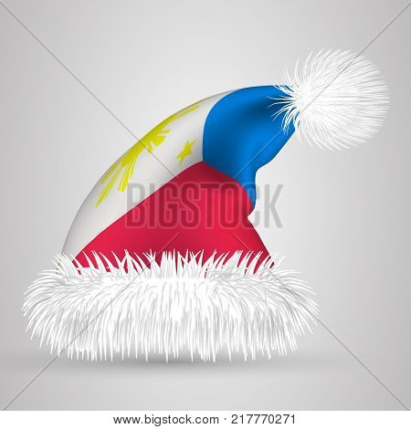 eps10. Cartoon Santa hat isolated on white background. With the image of the flag of Filipin