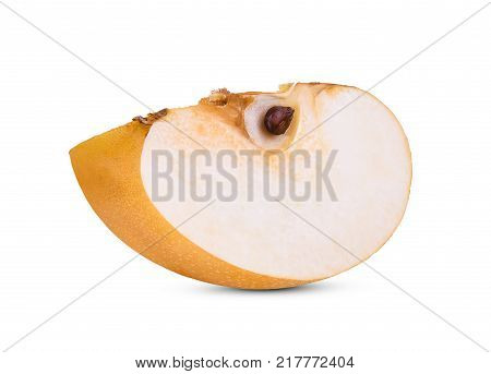 sliced snow pear fruit isolated on white background