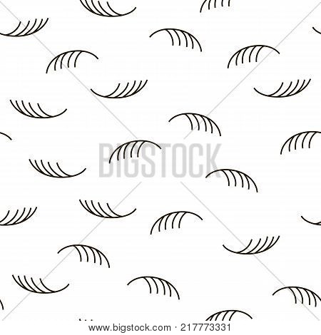 Modern stylish lashes and feathers texture with monochrome trellis. Repeating geometric grid. eaves and stripes. Vector seamless pattern. Simple graphic design. Trendy geometry. Abstract design print