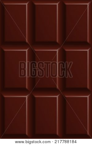 Dark bitter chocolate seamless pattern. Milk chocolate squares background. Sweet dessert wallpaper. Graphic design element for web, packaging, poster, flyer, dessert advertisement. Vector illustration.
